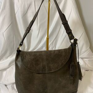 Diba True Soft Leather Shoulder Hobo Bag - Dark Brown Distressed
